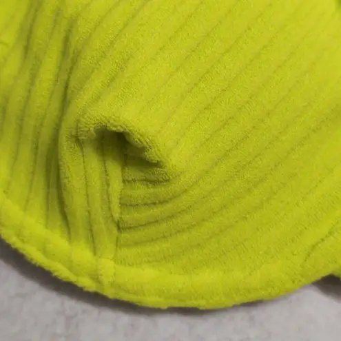 ANDIE The Bermuda Top Rib Terry Neon Lime Swimwear Bathing Suit Size S New