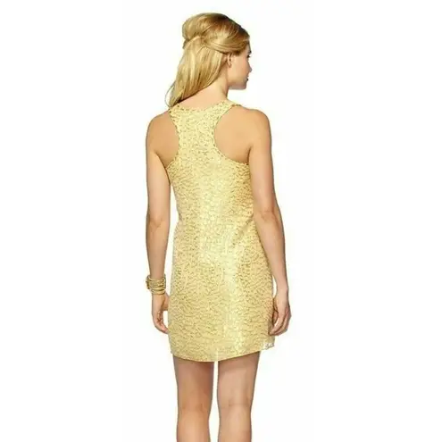Lilly Pulitzer  Silk Betty Metallic Gold Jacquard Packin Heat Chiffon Dress XS