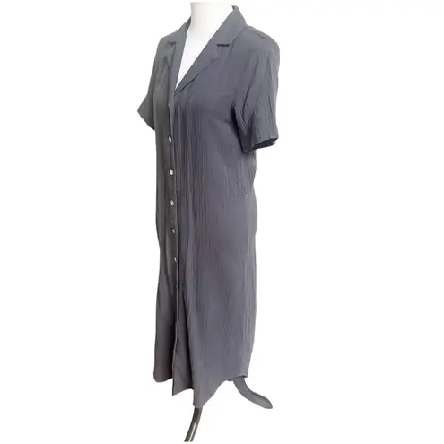 Faherty Nolita Dream Shirt Dress XS Gray Organic Cotton Gauze Casual Comfy