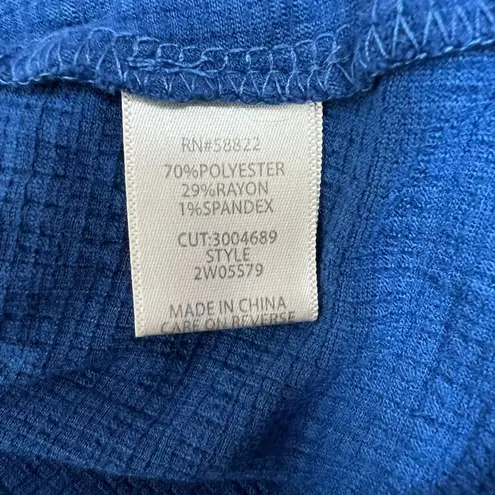 Max Studio  Top Womens 1X Blue Flutter Sleeve Crew Neck Embroidered Hi Low Blouse