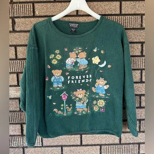 Tompkins Avenue 100% Cotton Teddy Bear Friends Forever Sweatshirt 90’s size M/L Green Size L
