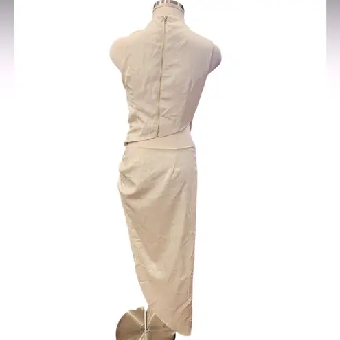 PLT LABEL OFF WHITE DRAPED RUCHED SKIRT MIDAXI DRESS Size Small NWT