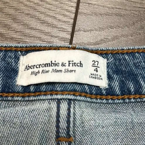 Abercrombie & Fitch  High Rise Mom Distressed Blue Jean Shorts Size 27