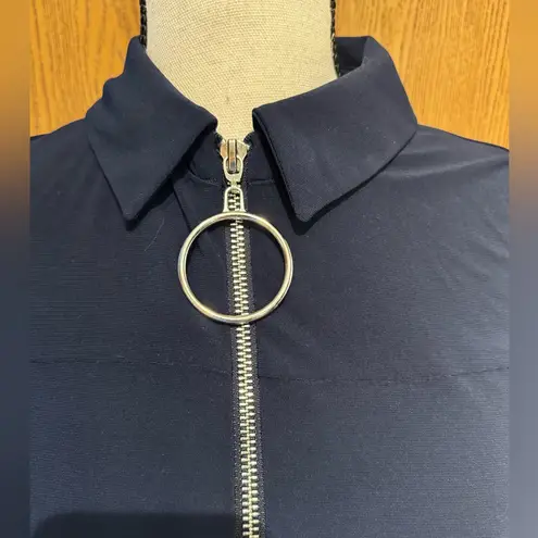 Roz & Ali Navy Sleeveless Dress with Zipper Detail