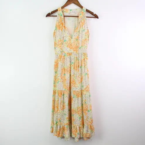 Band of the Free Sleeveless Tiered Floral Midi Dress Yellow Size M/L