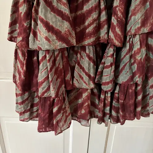 Ulla Johnson Margot Skirt Canyon Size 0 Tiered Brick Sea Green Midi Maxi Skirt