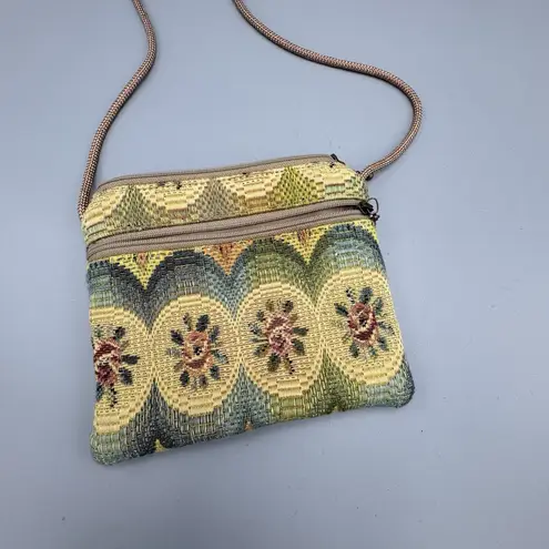 Vtg Bettz Designs Woven Floral Crossbody Purse Zipper Pouch Cottagecore USA Size 0
