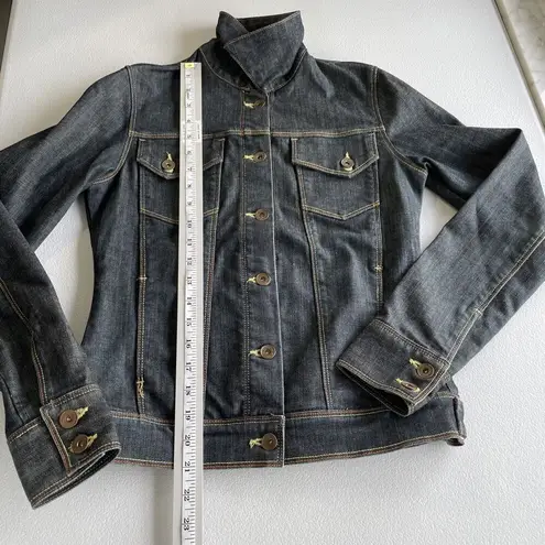 Salt Works Womens S Button Up Fitted Stanton Denim Jacket Long Sleeve Rinse Wash Blue