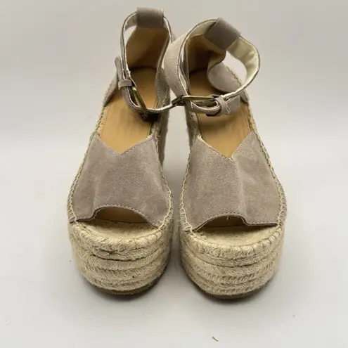 Soludos Positano Suede Platform Wedge Sandal Size 6 Brown Tan New