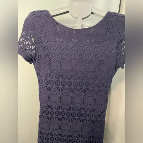 Lulus   SZ small Navy Blue‎ Floral Crochet Lace Short Sleeve Mini Dress