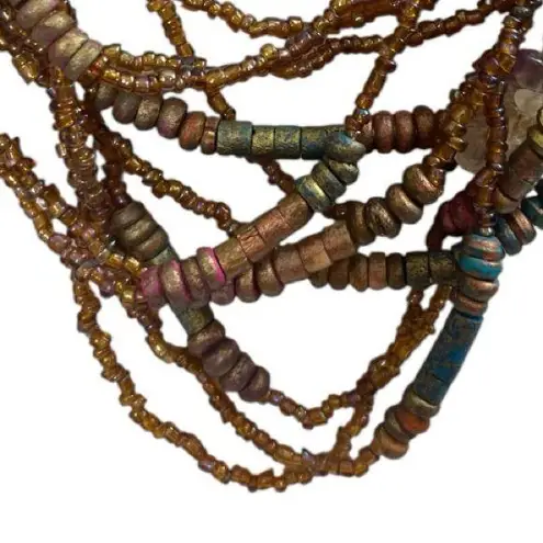 Women’s Necklace Seed Bead Multi Strand Layered Brown Bronze Multi 9/10” Length
