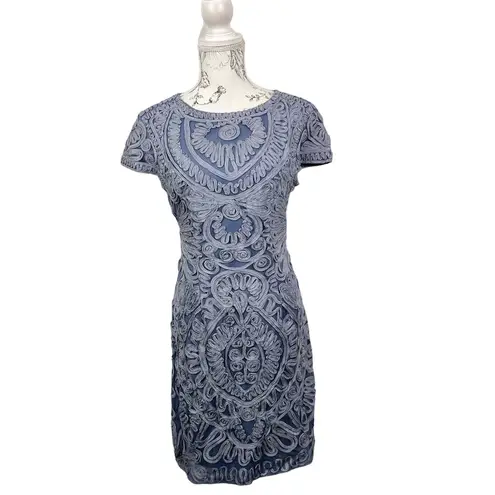 JS Collections SOUTACHE Ribbon Lace Mesh Stretch Sheath Dress Size 10