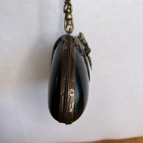 Maya Evangelista Resin Vintage Rhinestone Bead Clutch Handbag purse crossbody Black