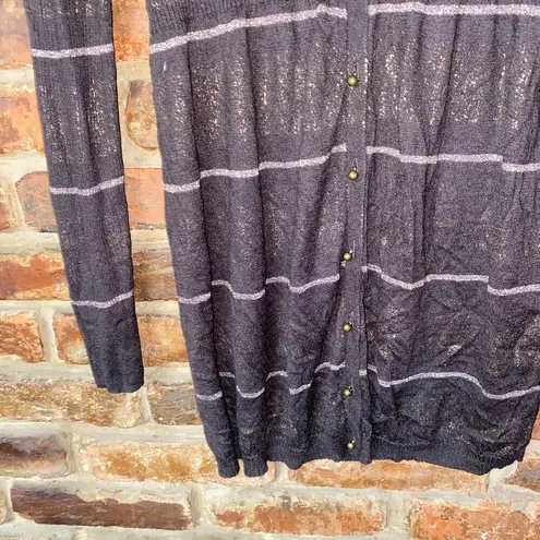 Magaschoni Brown Metallic Sparkle Button Down Cardigan Sweater Womens Size Small