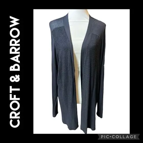 Croft & Barrow  Black 100% Rayon Open Long Cardigan 1X-EUC