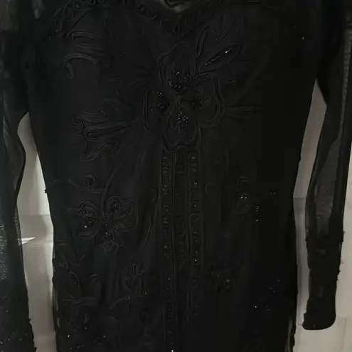 Lotus Threads Elegant Black Lace Dress with beading New York size 6