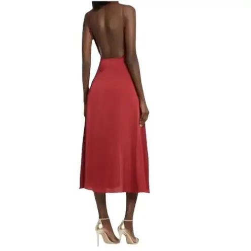 AMYLYNN Backless Satin Dress Jolie Satin Slip Dress in Burgundy Size Small Red