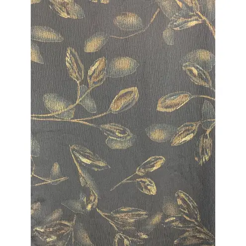 Norton Mcnaughton Sleeveless Black & Gold Leaf Pattern Dress XL Polyester