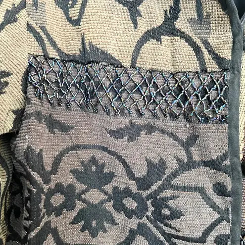 Allure Tapestry Jacket Bohemian Button Front Blazer Coat Brown Black L Boho Fall Size L