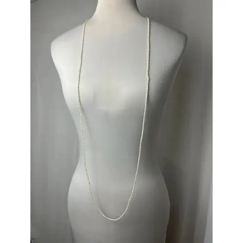 vintage faux pearl single strand long retro necklace White