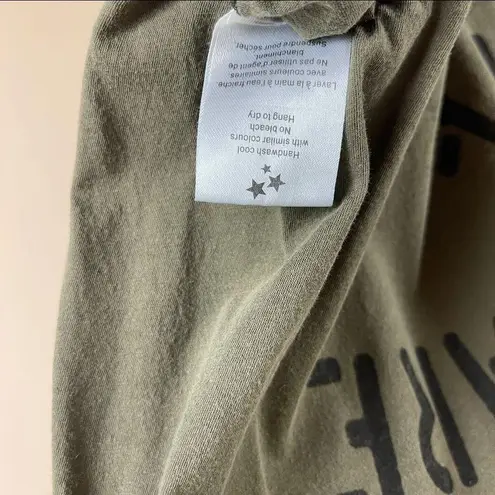 Talula Aritzia XS You Are My Favorite Olive Green Oversized Graphic Flowy Shirt