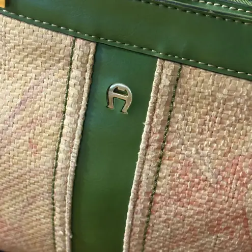 Etienne Aigner Vintage Crossbody Bag Floral Woven Faux Leather Adjustable Strap