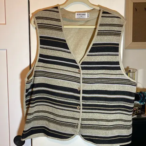 Alfred Dunner Striped Sweater Vest XL Tan