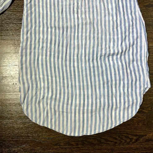 Cloth & Stone Blue and White Stripe Off Shoulder Shirt Dress