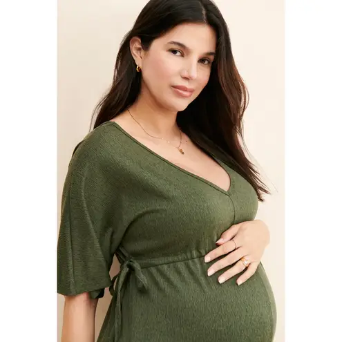 Ingrid + Isabel Maternity Wide Leg Jumpsuit Olive Green Small Size undefined