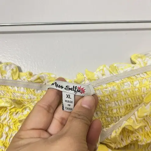 MISS SELFIE Yellow Floral Cropped Shrug Blouse Size XL EUC Gold