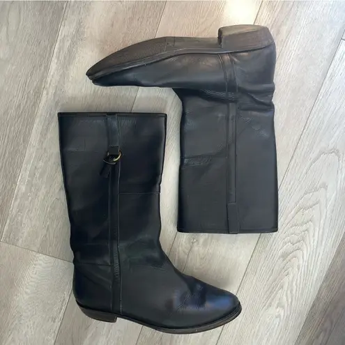 Sigerson Morrison Boots leather flat riding womens Black (size 10) minimalist