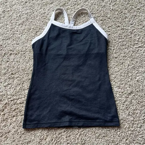 Lululemon  Tank Top Denim Look with White Trim Size 4 Racerback Built In Bra J1