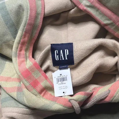 Gap  Tan Sweatshirt with Multicolor Plaid Hood