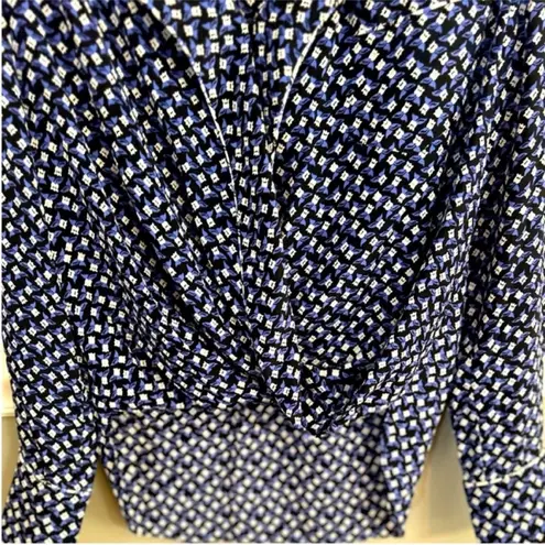 Veronica Beard Worth Pajama Blue Black White Floral Silk Top Blouse Size 0