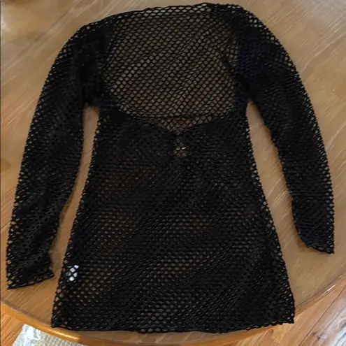 Black Mesh Long Sleeve Coverup Size M Size M