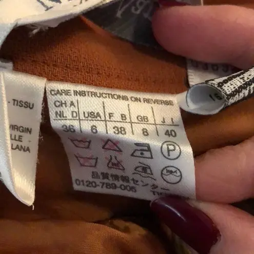 Max Mara Burnt Orange Wool Lined Pencil Midi Skirt size 6 made in Italy