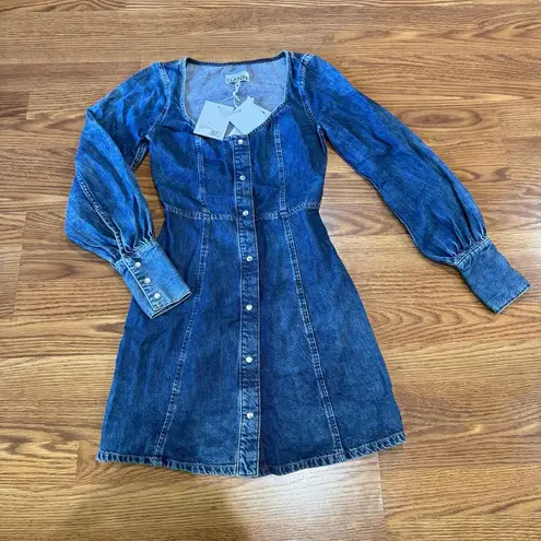 Ganni Denim long sleeve mini dress size 32 / US 0