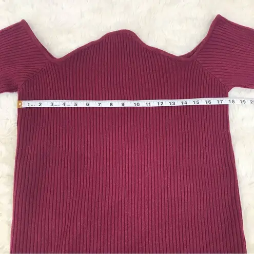Eloquii Burgundy Red Off The Shoulder Top Sweater Ribbed Long Sleeve Size 22 24