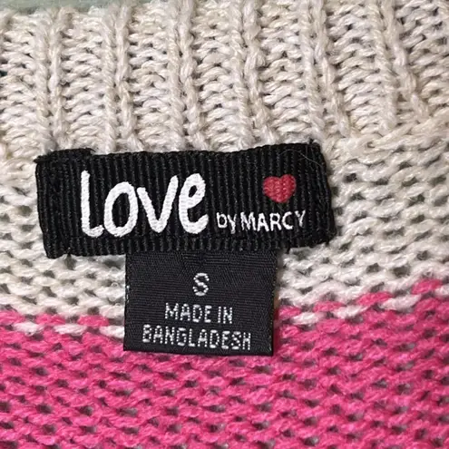 Love by Marcy Sweater Womens Small Multicolor Stripe Crewneck Pullover Tunic Pink
