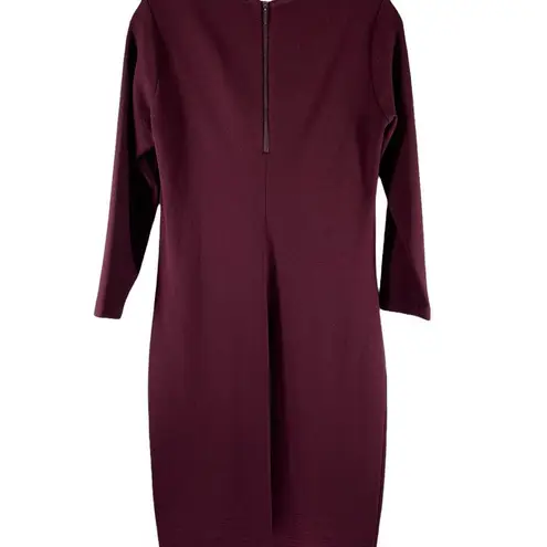 Vince  Maroon Viscose Crepe Long Sleeve Sheath Dress Size Small