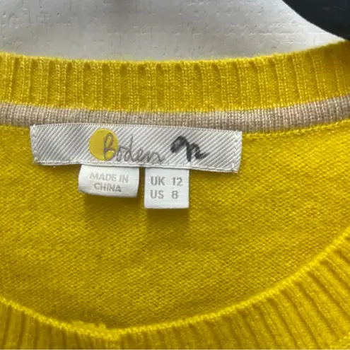 Boden 100% Cashmere Cardigan Sweater Women’s Size 8 Solid Yellow Button