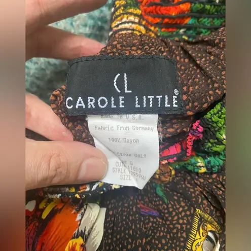 carole little Vintage layered jungle print floral full maxi skirt, size 6