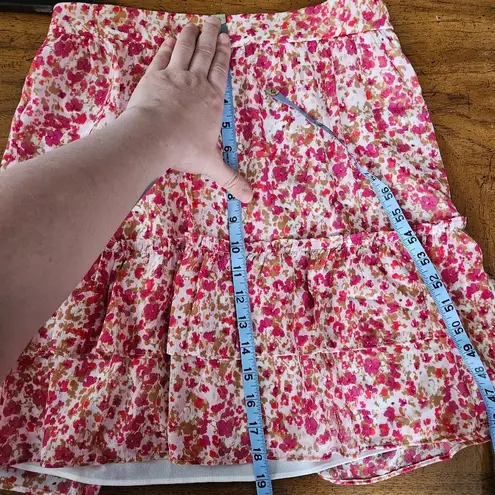 J.Crew Factory Skirt Floral Pink Tiered Elastic Waist Casual Spring Easter Size XS