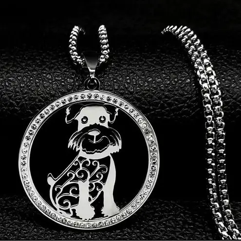 Schnauzer Dog Shape Pendant Necklace Adjustable