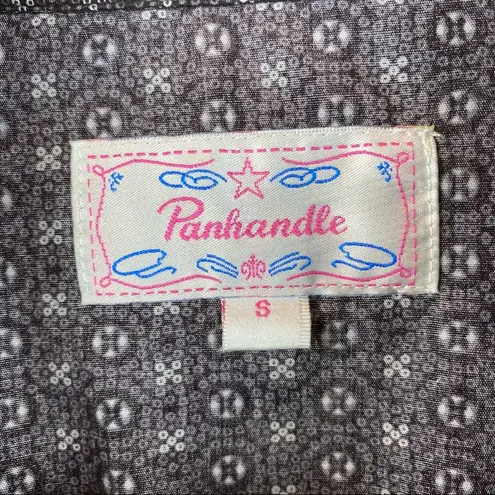 Panhandle Gray & Black Print Pearl Snap Long Sleeve Western Cowgirl Rodeo Top