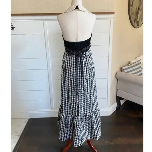 American Vintage VTG RARE Young Edwardian Arpeja Black and White Gingham Maxi dress sz 7