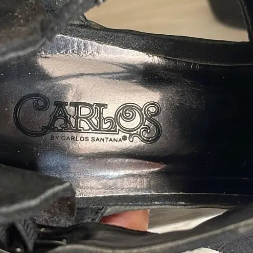 Carlos Santana Womens Sandals Boots DELLA Zip Closure Peep Toe Black Size 7 M