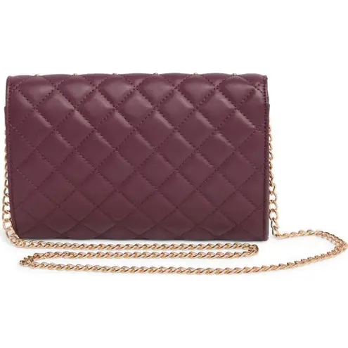 Badgley Mischka Plum Diamond Quilt Convertible Envelope Crossbody Bag $129 NEW