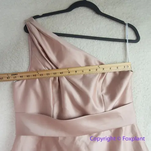 Alfred Sung New! Draped One-Shoulder Satin Maxi Dress in Toasted Sugar, size 14R