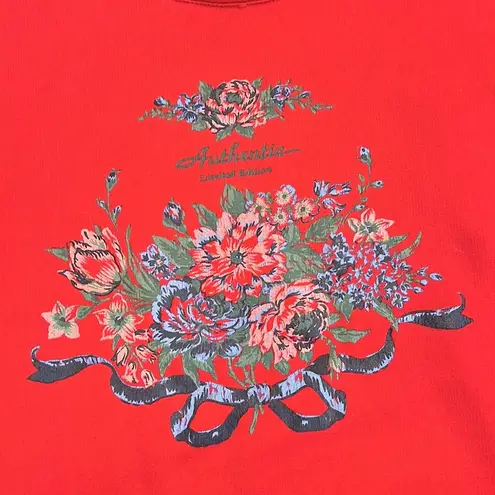 Vintage Sweatshirt Pullover Crewneck Top Grandma Floral XS S Small Blue